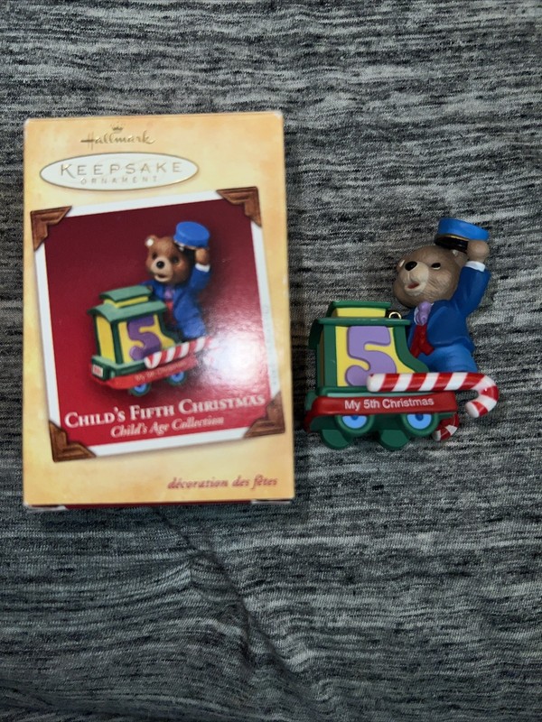 2004 Hallmark Keepsake "Child's Fifth Christmas " Ornament Bear & Train