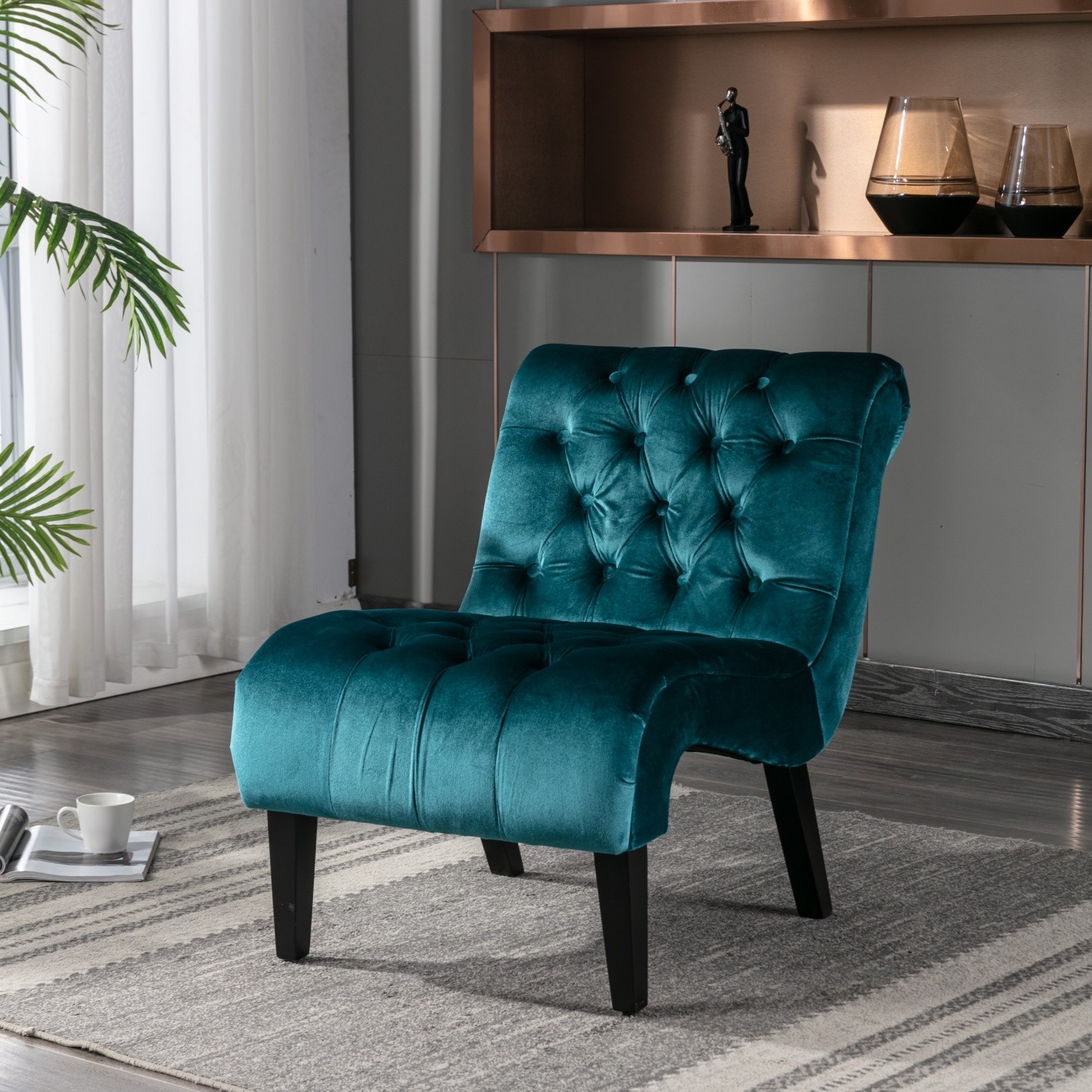 Lounge Chair W/ Solid Wood Legs For Apartment
