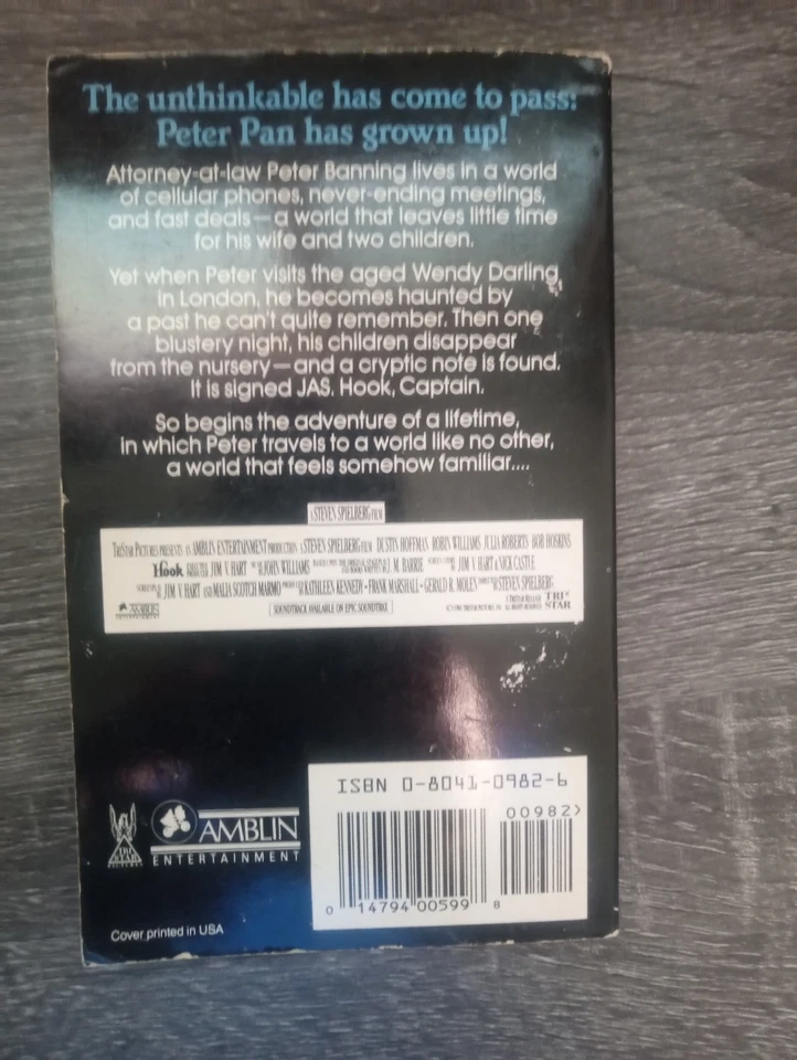 Hook By Terry Brooks 1992 винтажный роман 1-го издания на основе фильма/сценария - Изображение 2 из 4