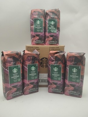 Starbucks Decaf Espresso Dark Roast Whole Bean Coffee  6-1lb / 16oz Bags