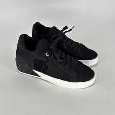 DKNY Mallory Knit Sneakers Black Women Size 6.5 Sporty Low Top Lace Up Comfort