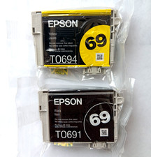Genuine Epson 69 T0694 Yellow  T0691 Black Printer Ink Cartridge NEW Open Box