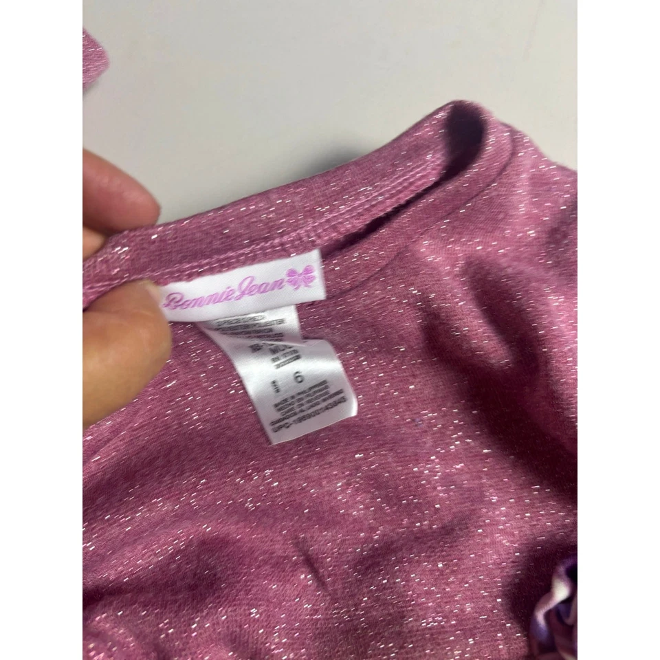 Bonnie Jean Girls Sz 6 Outfit Sparkle Tunic Top & Striped Leggings Set - Image 4 of 4