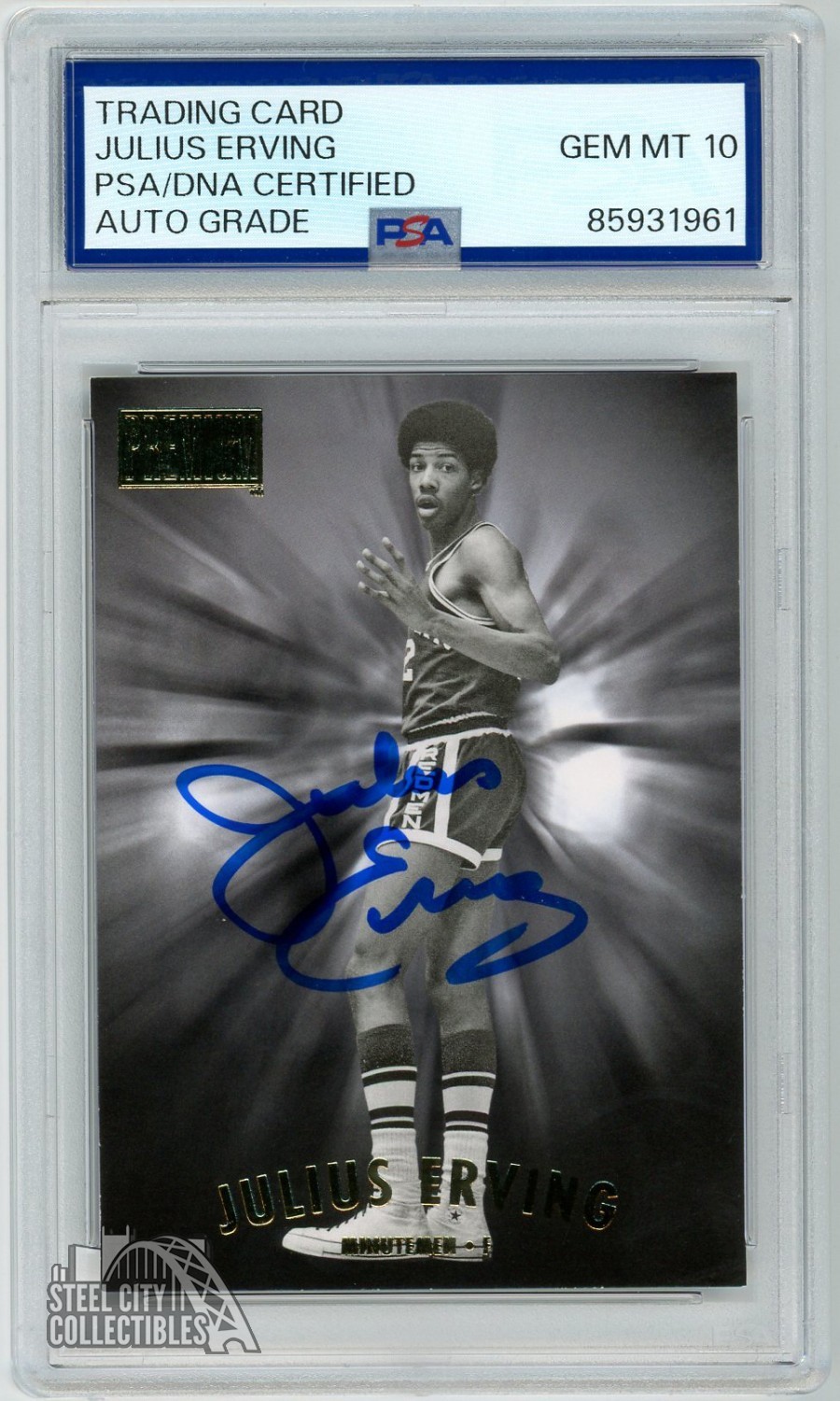 Julius Erving 2013-14 Fleer Retro Premium Autograph Card #129 PSA/DNA 10