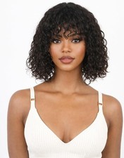 Curly Human Hair Wig with Bangs 2x1 Lace front wig Glueless Short Bob Wig Women