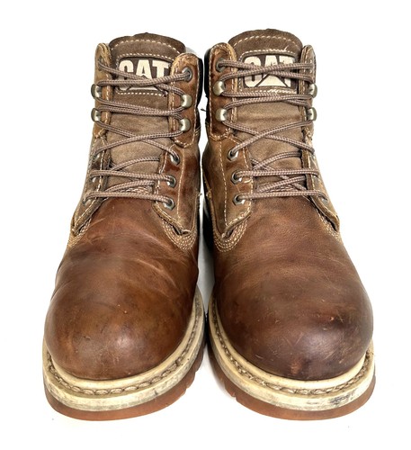Mens CATERPILLAR ' CAT ' Brown Leather Ankle Boots Size UK 9 Wide - Picture 2 of 6