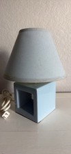 Light Blue Ceramic Table Lamp Modern Matte Cone Shade Bedroom Living Room