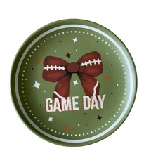 GAME DAY Football Bow Melamine Appetizer Plates 6in Set of 6 New 