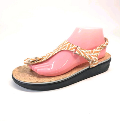 SAS Marina Chevron Orange Sandals Women s Size 10 Cork Footbed Comfort