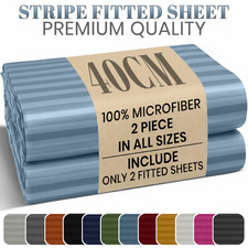 2 Pack Extra Deep Fitted Sheet 4 Way Stretch Elastic Full Bottom Sheets 40cm