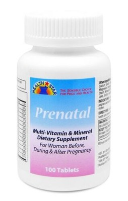 Health Star Prenatal Multi-Vitamin & Mineral Dietary Supplement Tablets 100 Ct