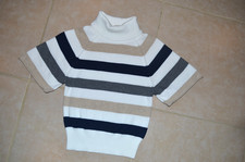 Gymboree Girls M 7-8 Turtleneck striped sweater -Cream / navy