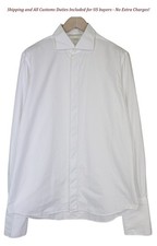 Suitsupply Men's Formal Shirt 43/17 Slim White Cotton Cutaway Twill Button