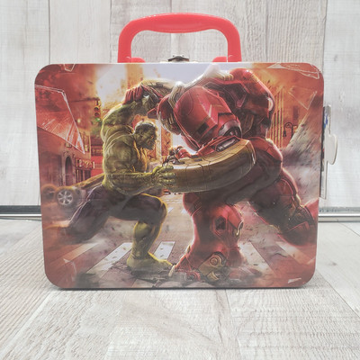 Marvel Avengers Age Of Ultron Metal Lunchbox With 100pc Puzzle Hulk VS Iron Man