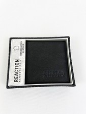 NEW MEN'S REACTION KENNETH COLE HAND CRAFTED LEATHER BLACK BI FOLD WALLET