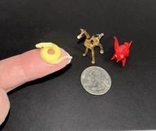 Lot of 3 VINTAGE Tiny  glass  animals GIRAFFE,  SNAKE,  RED RABBIT  100 yrs