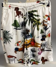 Bermuda Shorts Dachshund Graphic Print Men’s XXL ( Missing Material Info. Tag