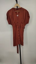 Quince Women Vintage Wash Tencel Button Front Dress Terracotta S