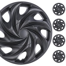 15 Inch Hubcaps Set of 4 Wheel Rim Cover Iron Hub ABS Universal Black Matte T003