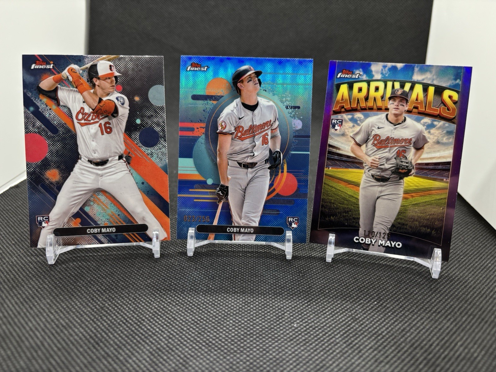 2025 Topps Finest Coby Mayo RC Uncommon Sky Blue /250 Orioles & Arrivals /125