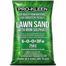 ProKleen Lawn Sand Iron Sulphate Hardens Turf Fertilise Greens Grass Garden 25KG