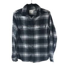 Goodfellow Co Mens Flannel Shirt Standard Chest Pockets Cotton Plaid Black M