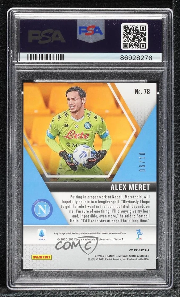 2020-21 Panini Mosaic Serie A Gold Mosaic Prizm /10 Alex Meret #78 PSA 9 MINT - Image 2 of 2
