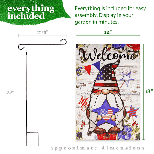Combo Pack Garden Flag Stand Black 36x16 in and Garden Flag 12x18 in Patriotic - Picture 9 of 9