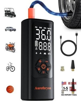 Tire Inflator Portable Air Compressor with Gauge, 150 PSI Mini Cordless Orange