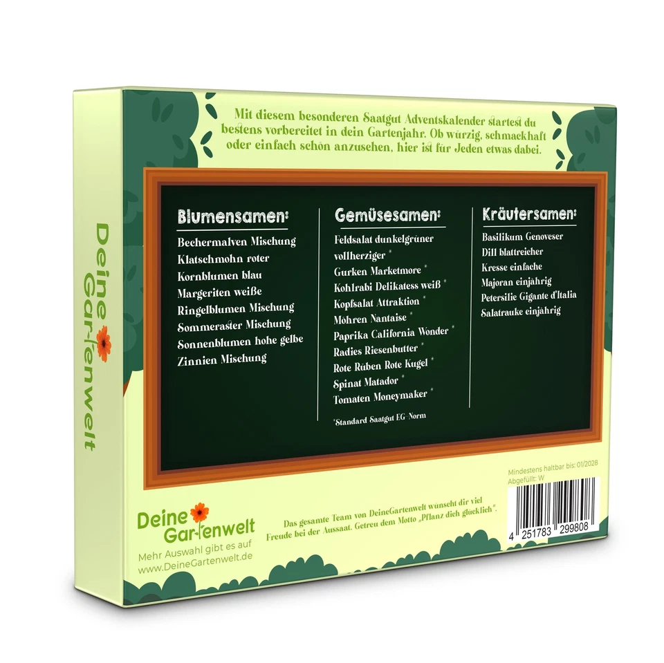 Saatgut Adventskalender Samen Adventskalender mit Gemüse-, Kräuter-, Blumensamen - Bild 3 von 4