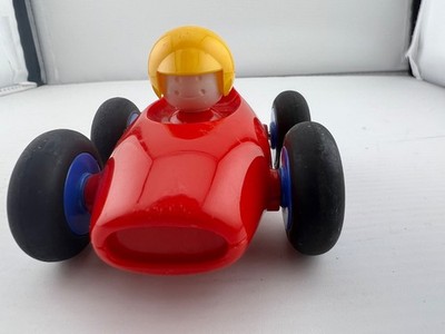 Vintage Tolo Toys Baby Racer Red Race Car Yellow Helmet Toddler Push Vehicle