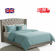 Image of Super King Percale Duvet Set Aqua Plain 50% Cotton 50% Polyester UK