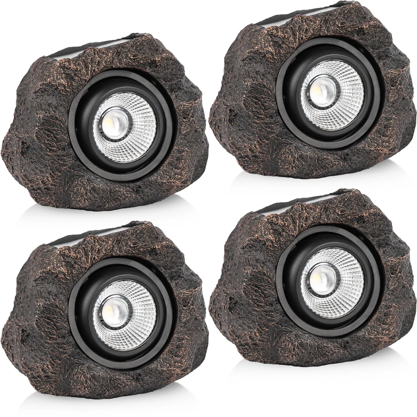 Solar Rock Lights, 4 Pack Solar Powered Waterproof LED Spotlights Decorative ...
