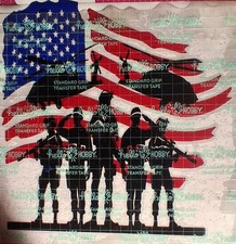 Military Soldiers American Flag Vinyl Decal Red White Blue Black 10in x10in