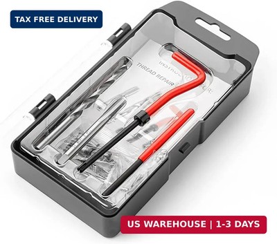 Helicoil Thread Repair Kit, Metric and SAE Repair Tools with HSS Drill Bit and T