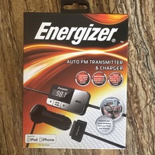 Energizer Auto FM Transmitter  Charger for iPod iPhone 30-Pin   New Box Worn