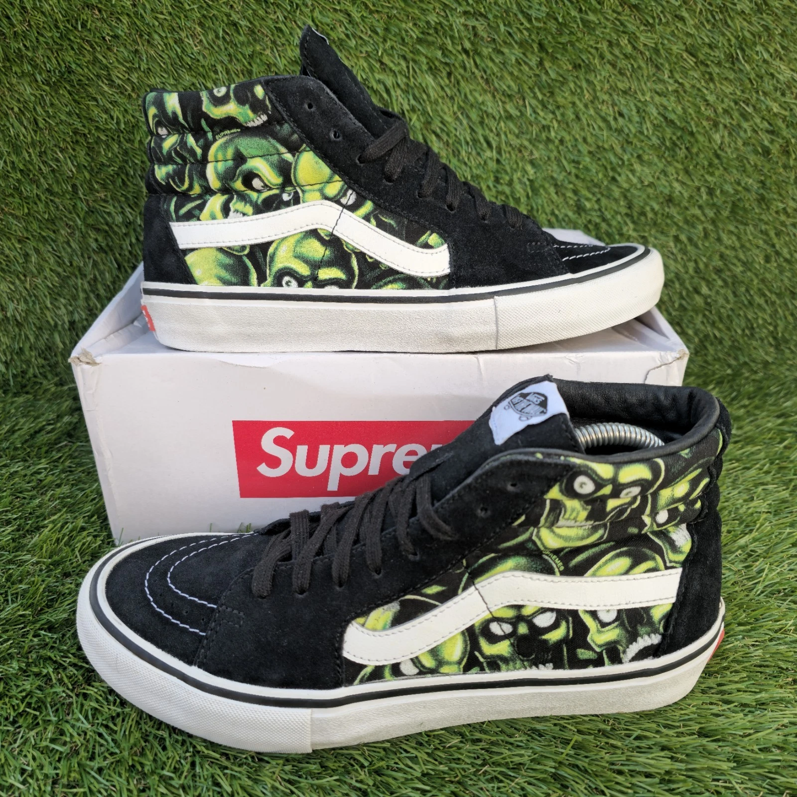 VANS SK8 HI PRO SUPREME TAILLE 8 ✅️ AUTHENTIQUE PILE CRÂNE NEUVE DANS SA BOÎTE NOIR VERT
