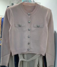 Women L'AGENCE Round Neck Knit Short Cardigan Top