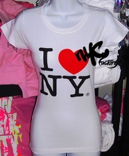 OFFICIAL WHITE I LOVE NY T-SHIRT WOMENS HEART TEES XL