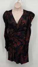 Farm Rio Sequin Toucans Mini Dress Size S Small Wrap Beaded Tie Puff Sleeves