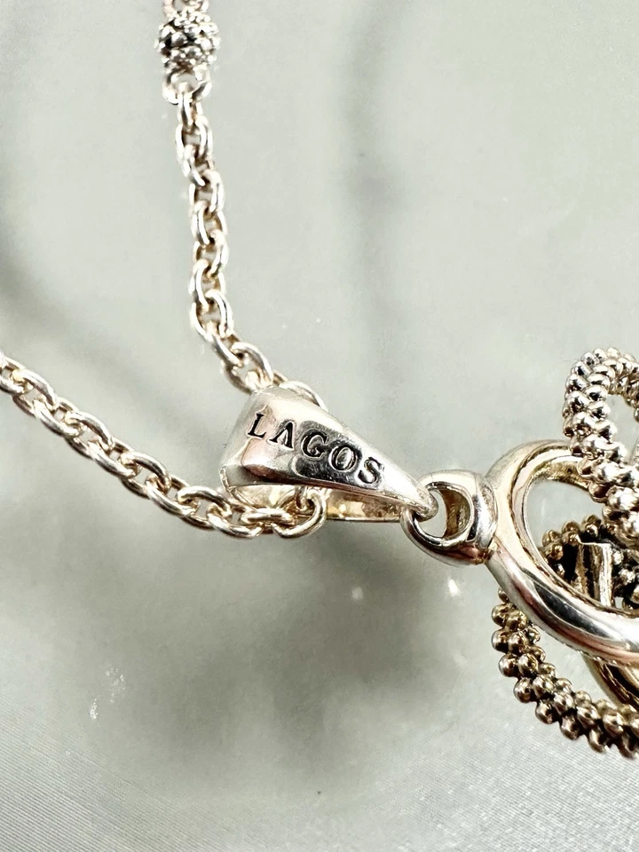 Collar colgante LAGOS 925 plata esterlina caviar nudo amor 18 pulgadas nuevo con etiqueta Foto 4 de 4