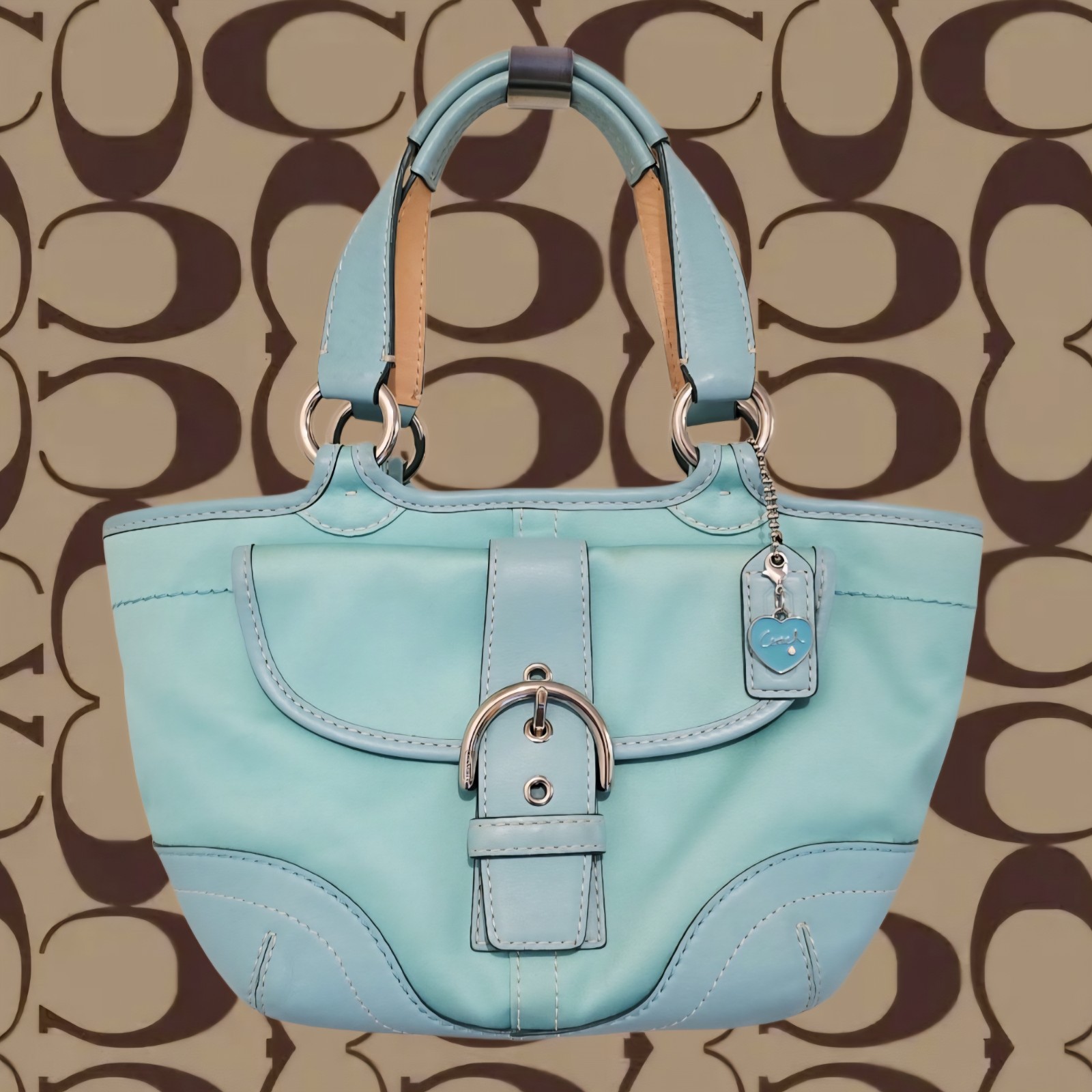 Coach 2004 Soho Canvas Leather Mini Tote Buckle Front Flap 1881