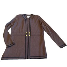 Exclusively Misook Brown Stretch Open-Front Sweater Long-Lengt Jacket Size Small