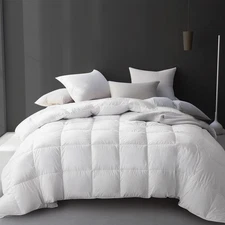 Hotel Grand Luxury White Goose Feather Down Fiber Comforter Twin Size 100% Co...