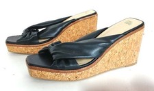 No Boundaries Size 8M Sandals Black Platform Slides, Cork Wedge NEW