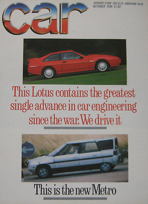 CAR 10/1986 featuring Lotus Excel SE, Jaguar, Reliant Scimitar SS1, BMW, SAAB