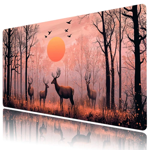 Autumn Forest Wildlife Deer Mouse Desk Pad for Keyboard Desk Mat 31.5x15.7 inch