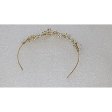 Gold Tone Faux Pearl Crystal Bridal Headband