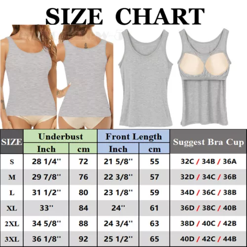 TANK TOP Womens Stretch Long Workout Fitness Sport Yoga Built in Bra Basic Top - Picture 28 of 61