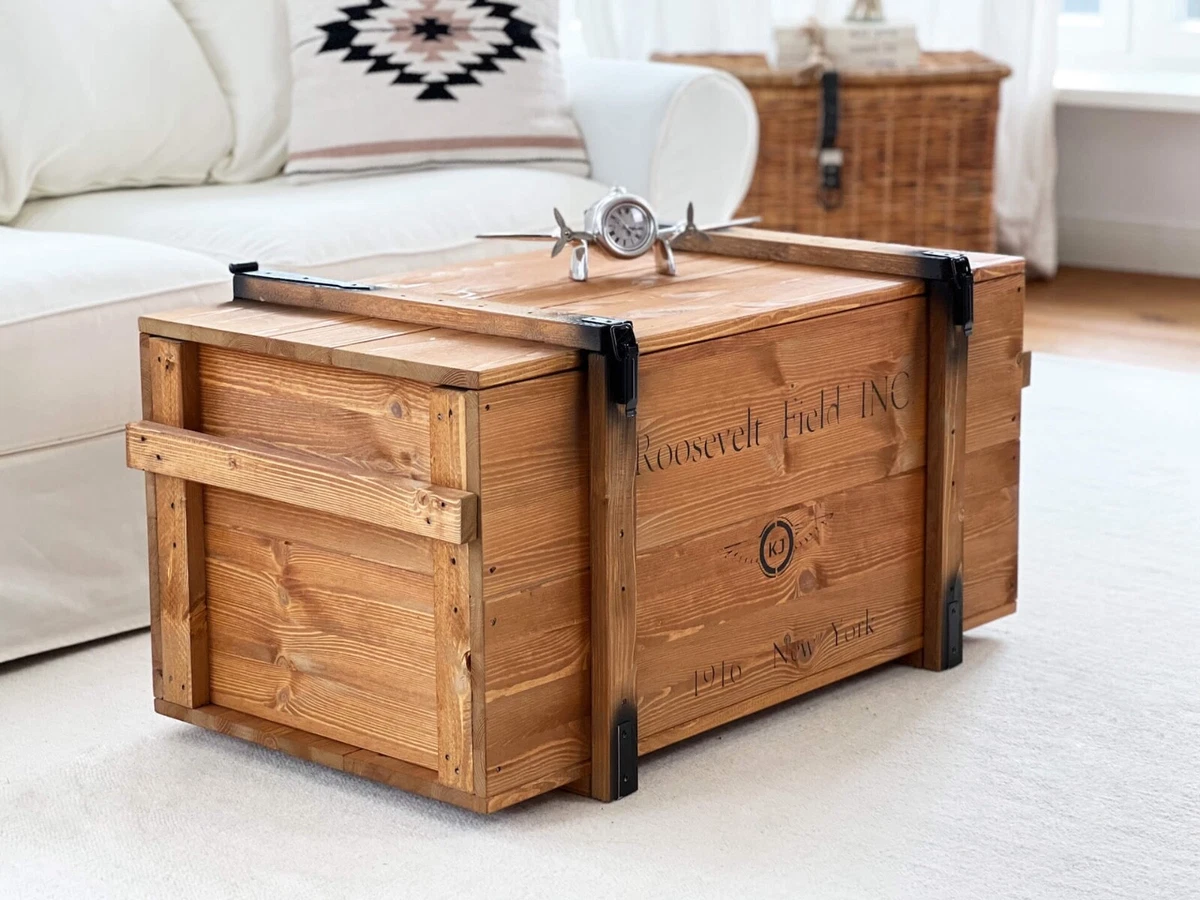 Chest Coffee Table Solid Wood Living Room Truhentisch Box Vintage